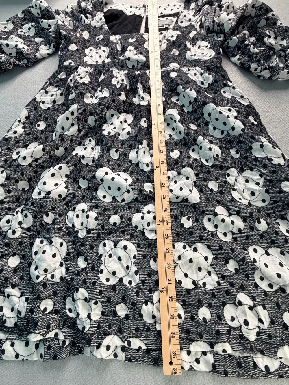 Anthropologie Jane Textured Babydoll Dress Womens Size 6 Embroidered Polka Dot - Picture 6 of 15